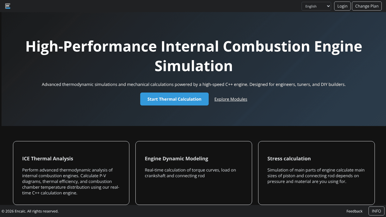 Encalc website screenshot