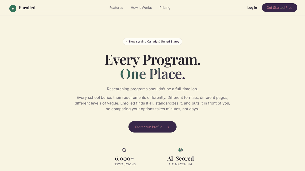 Enrolled website screenshot