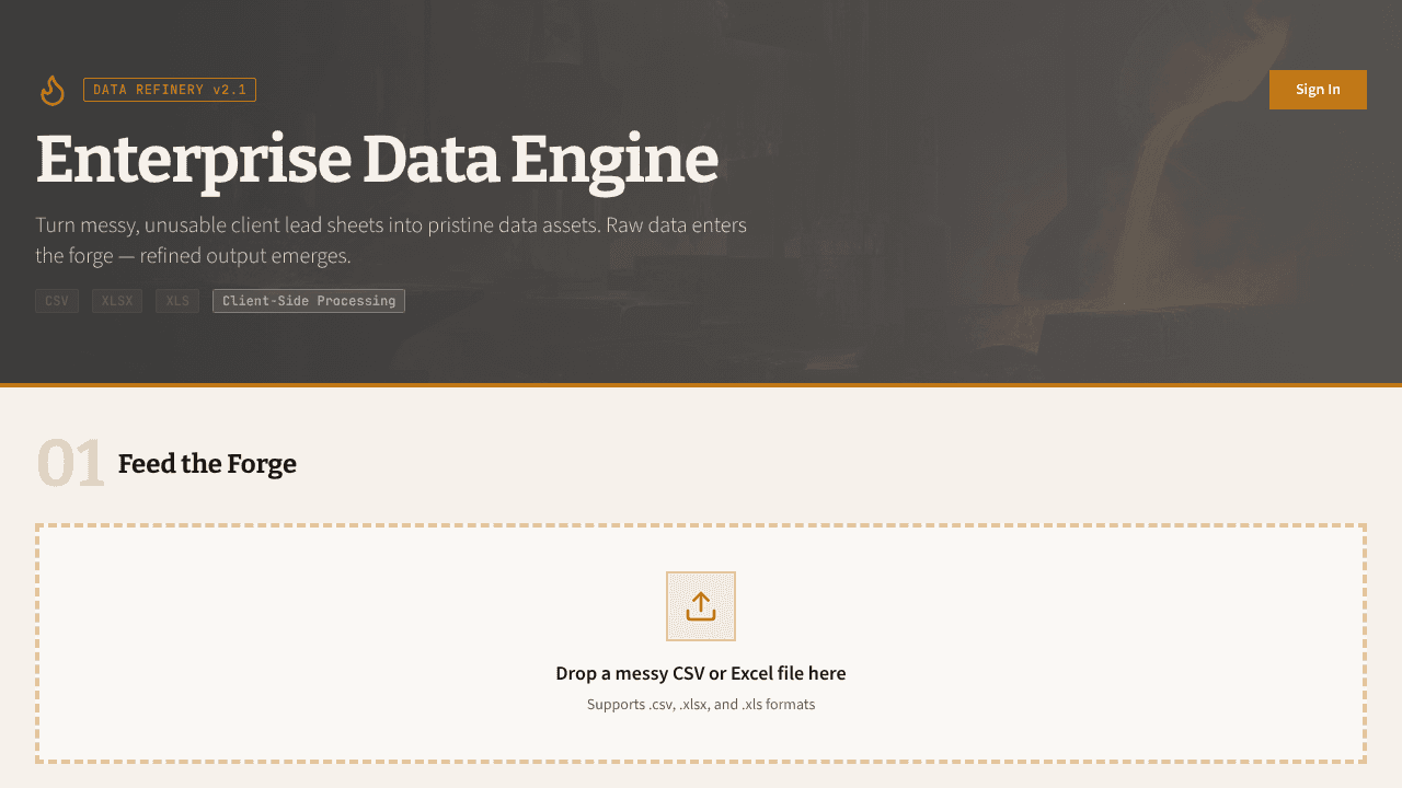 Enterprise Data Engine website screenshot