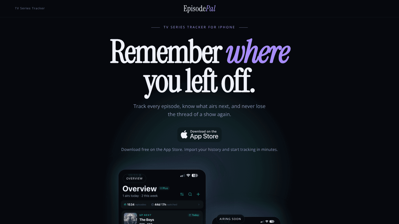 EpisodePal website screenshot
