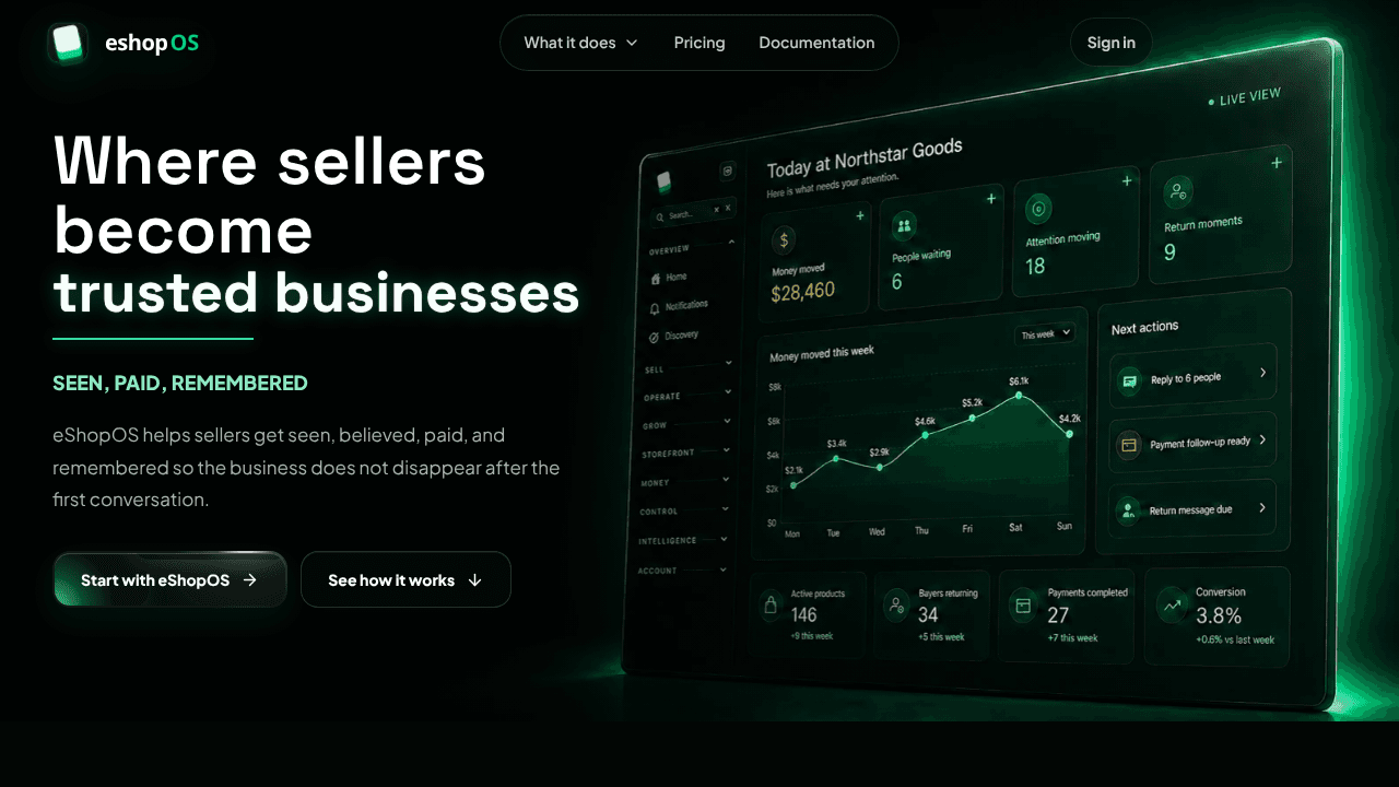 eshopOS  website screenshot