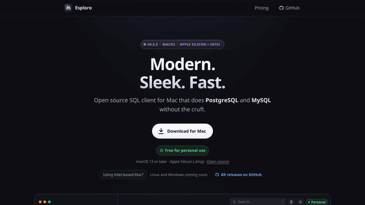 Esploro website screenshot