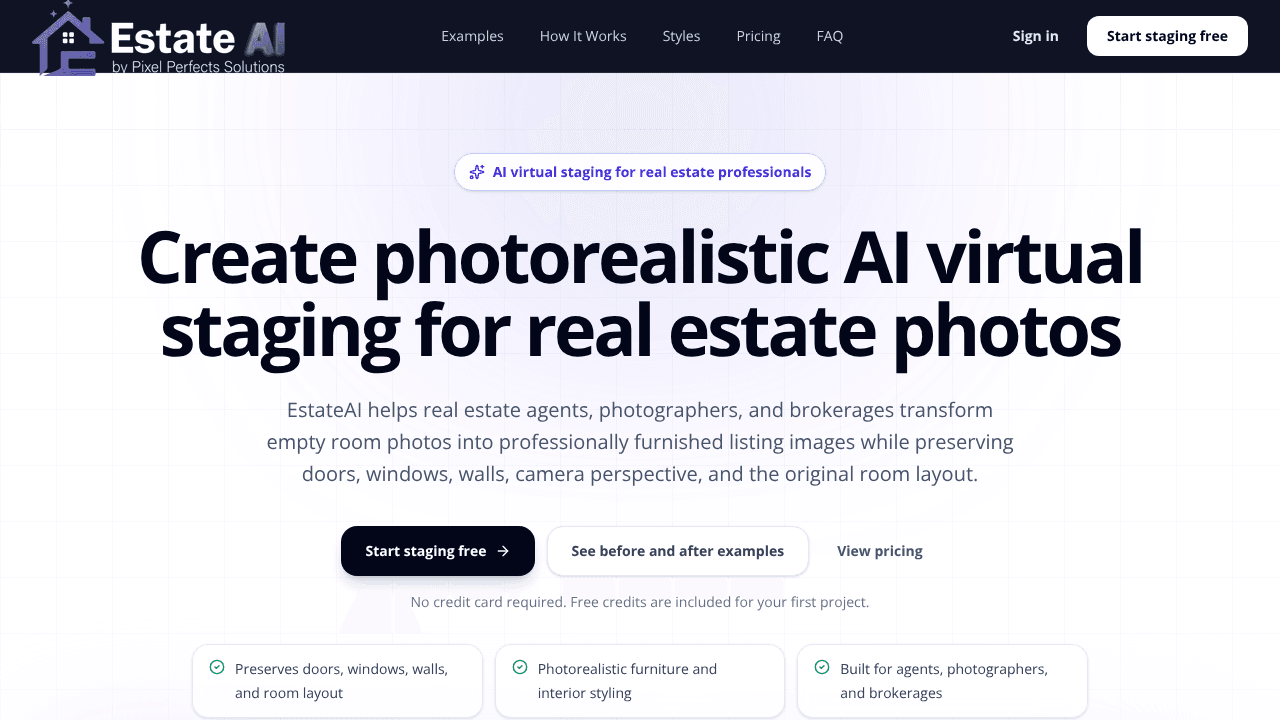EstateAI website screenshot
