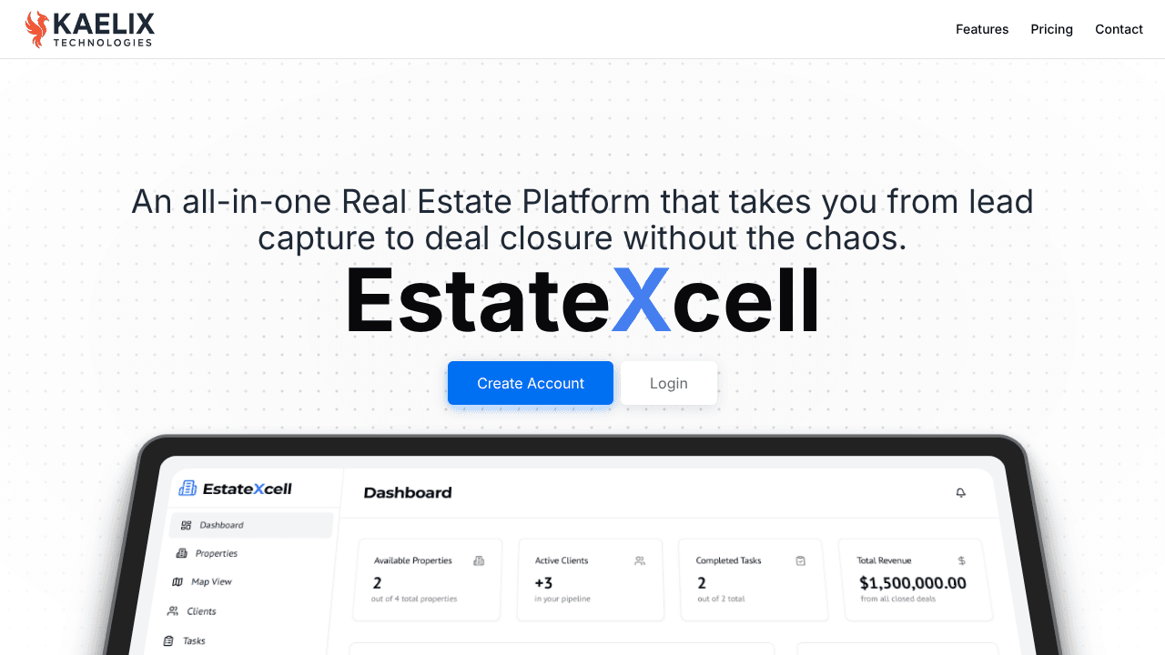 EstateXcell website screenshot