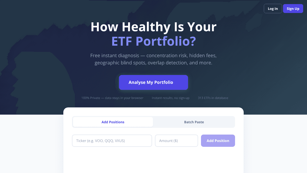 ETF Portfolio Analyser website screenshot