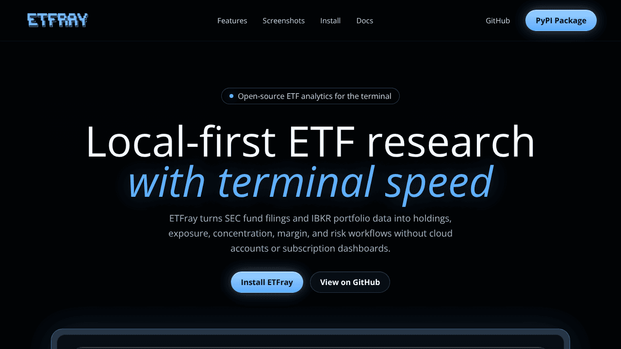 ETFray website screenshot