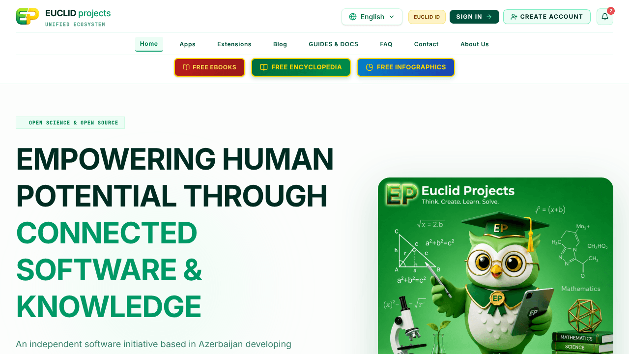 Euclid Projects website screenshot