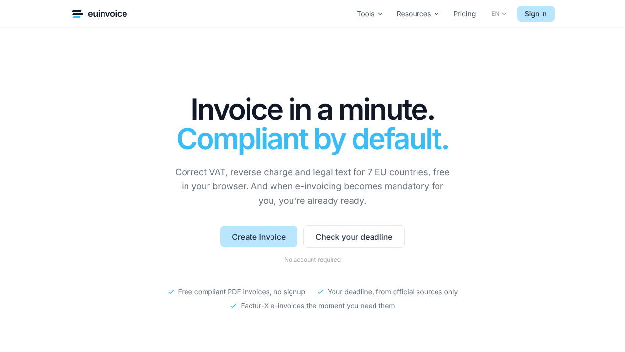 euinvoice.app website screenshot