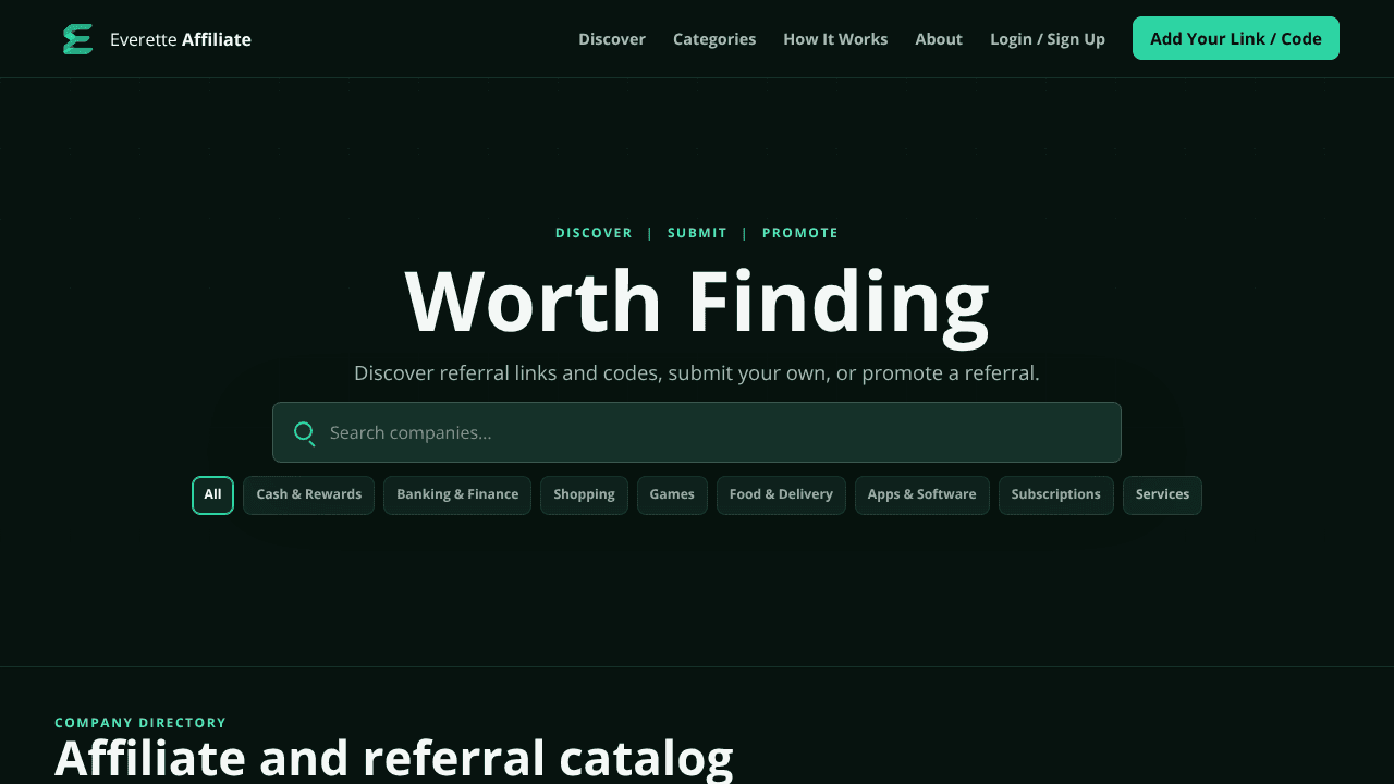 Everette Affiliate website screenshot