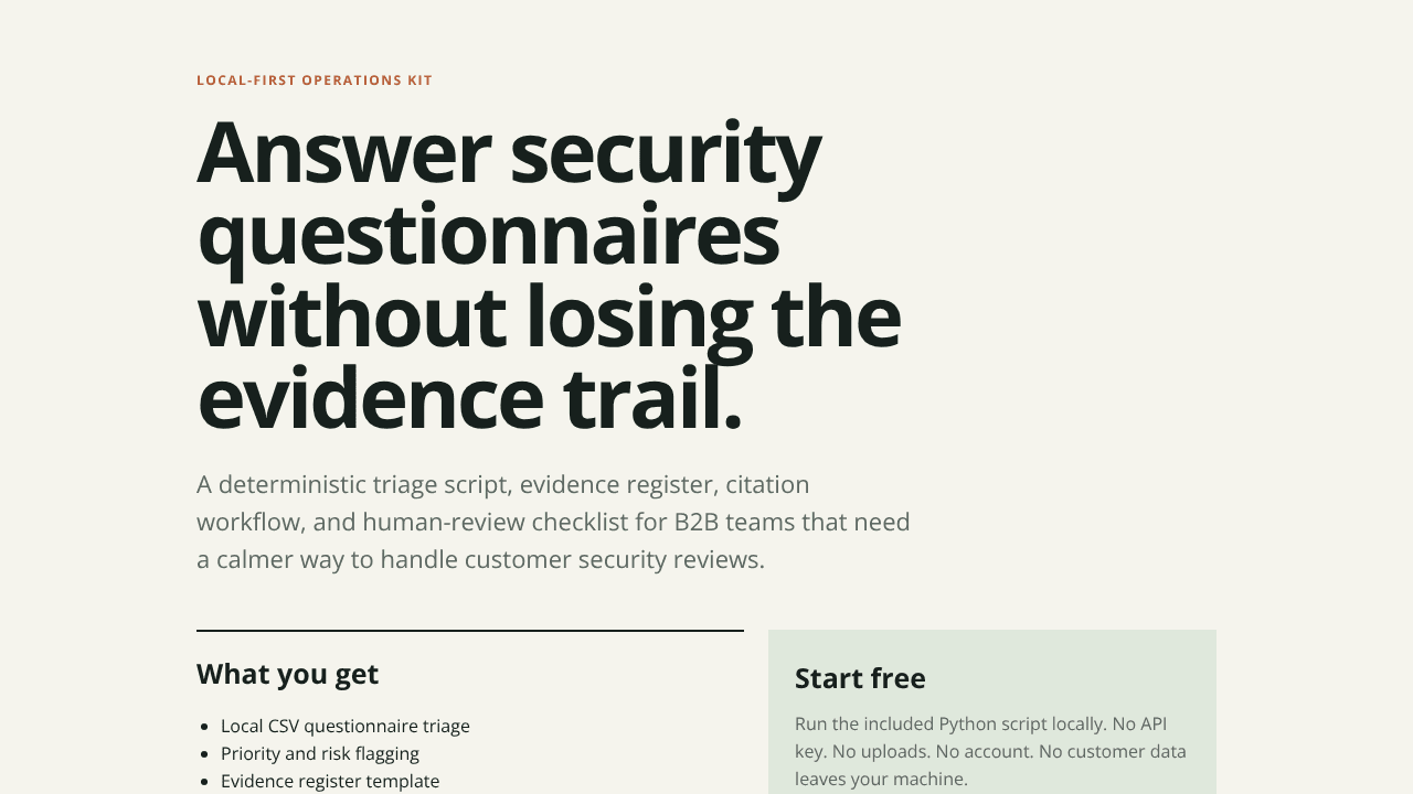 Evidence-First Security Kit website screenshot