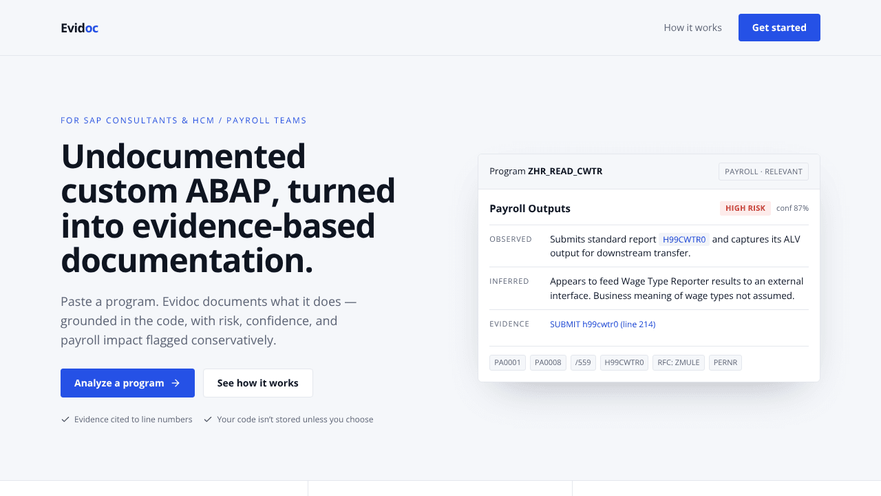 Evidoc website screenshot
