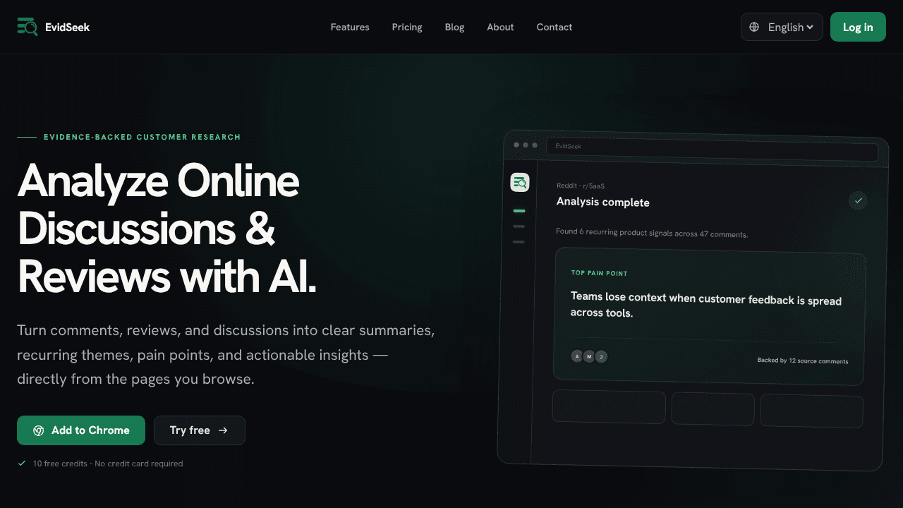 EvidSeek website screenshot