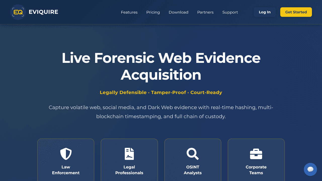 Eviquire website screenshot