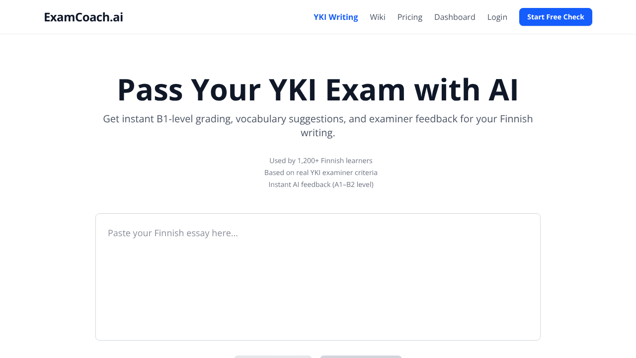 ExamCoach.ai website screenshot
