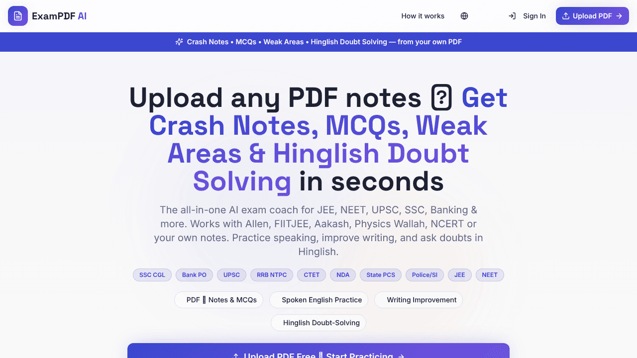 ExamPDF AI  website screenshot
