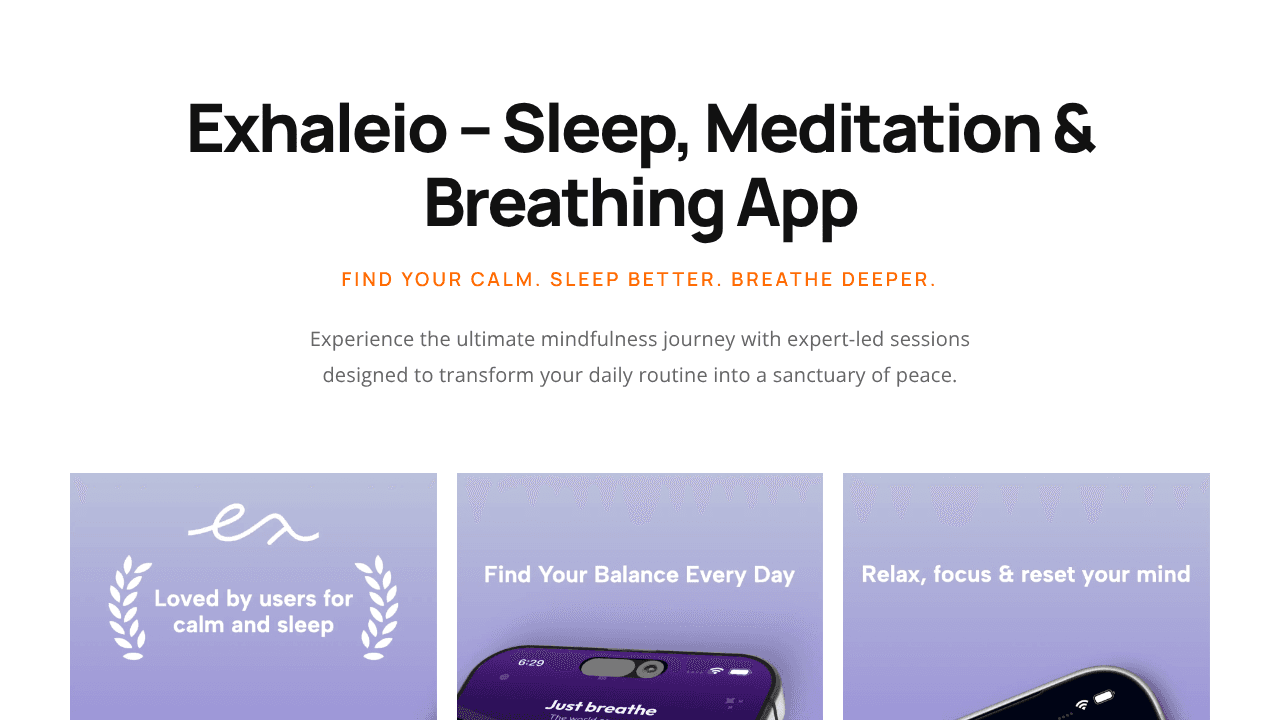 Exhaleio website screenshot