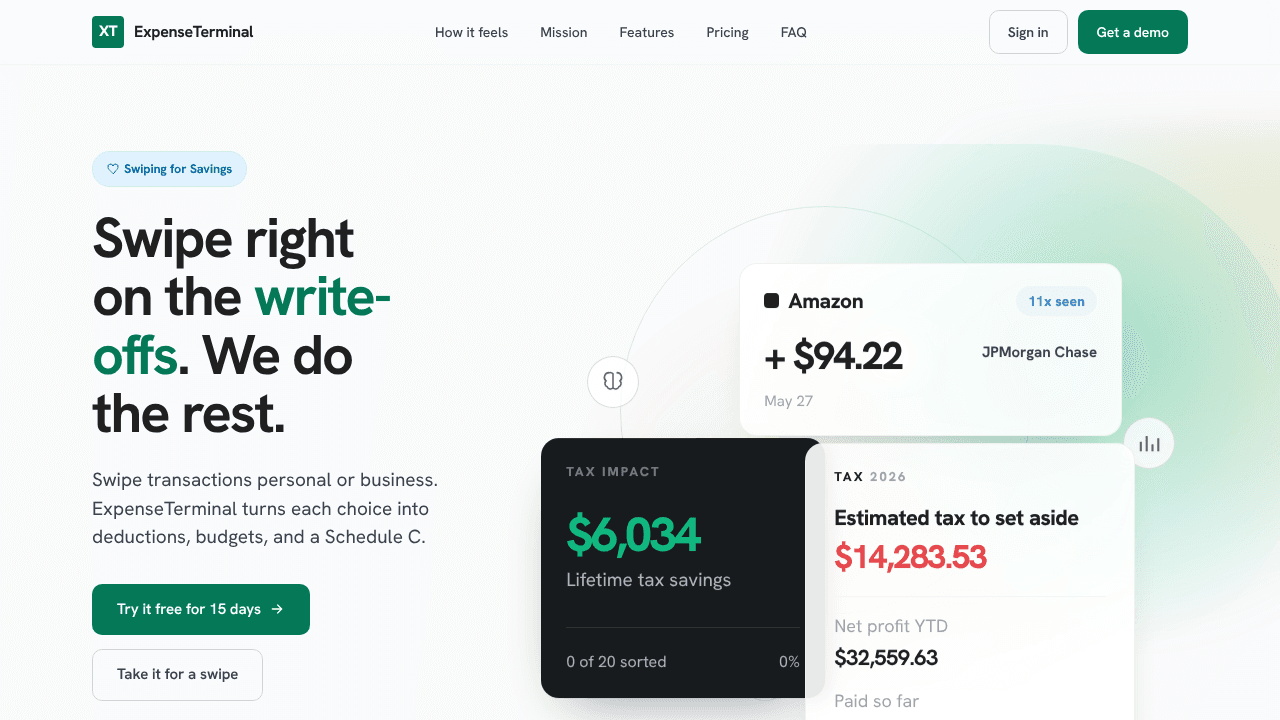 ExpenseTerminal website screenshot