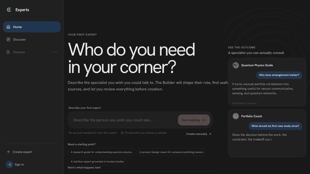 Experts website screenshot