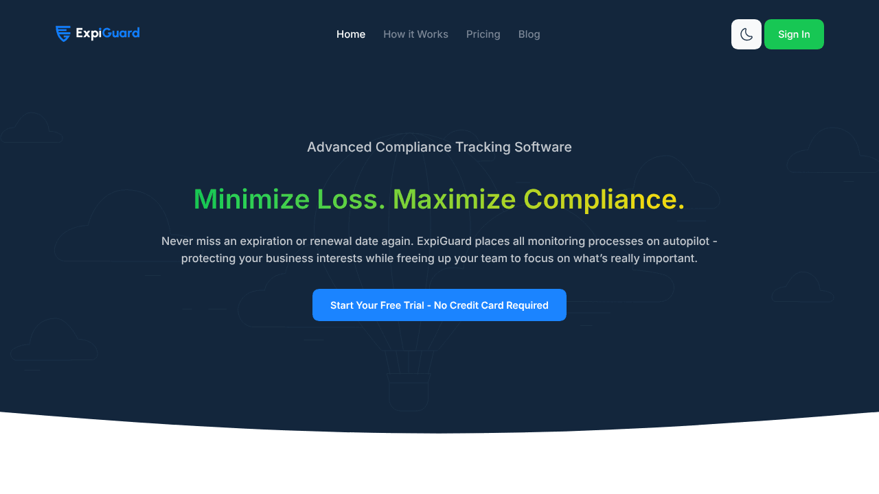 ExpiGuard website screenshot