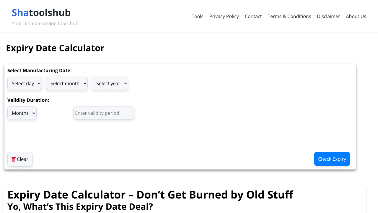 Expiry Date Calculator
