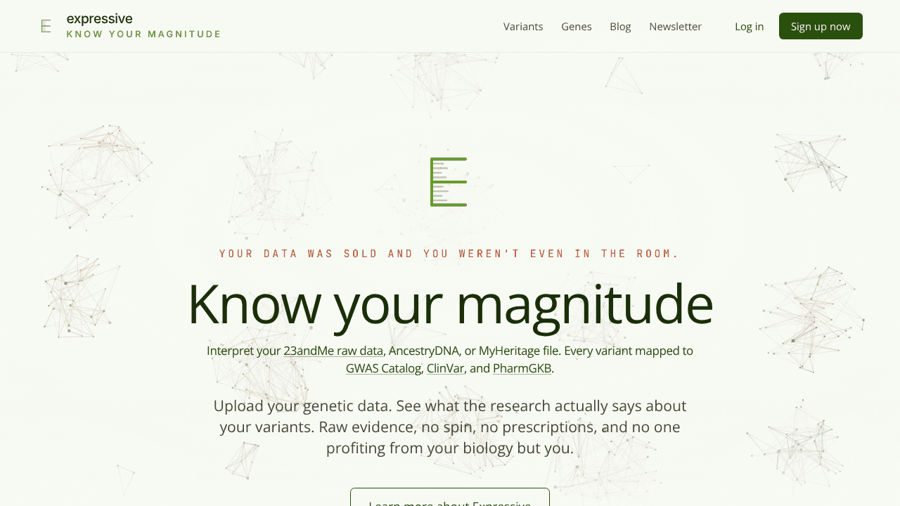 Expressive website screenshot