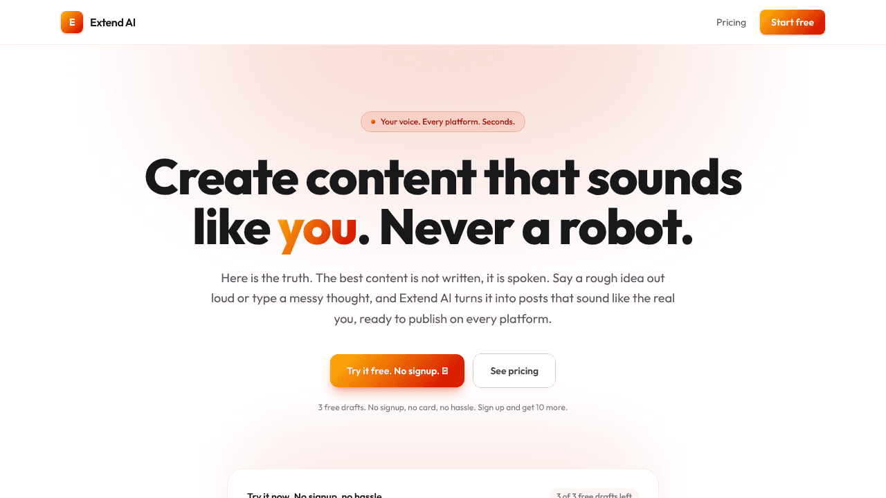 Extend AI website screenshot