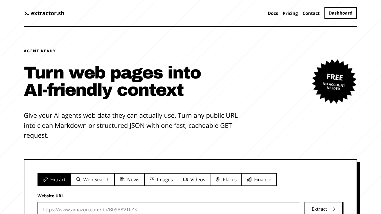 extractor.sh website screenshot
