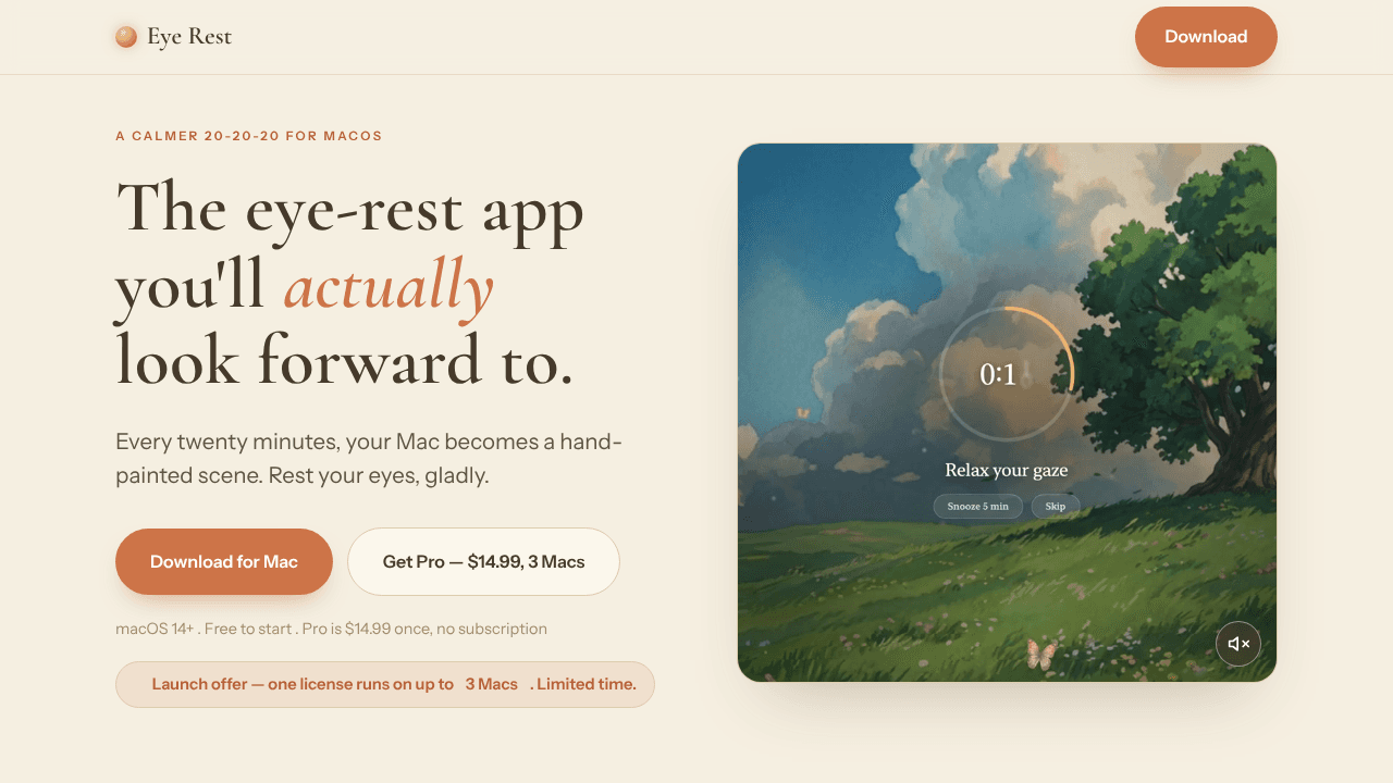 Eye Rest website screenshot