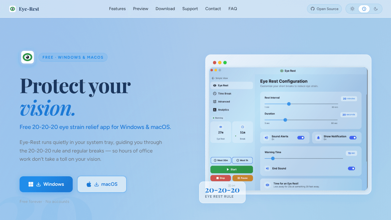 Eye-Rest website screenshot