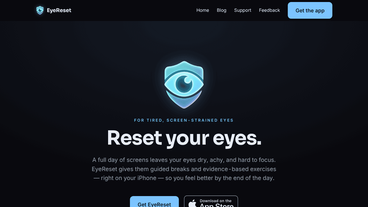 EyeReset website screenshot