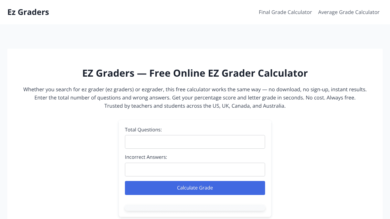  EZ Graders — Online Grading Calculator  website screenshot