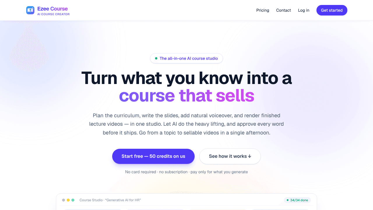 Ezee Course Creator website screenshot