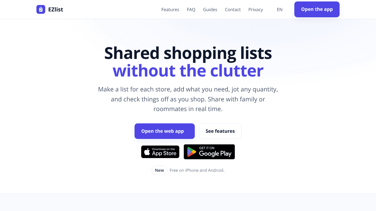 EZlist website screenshot