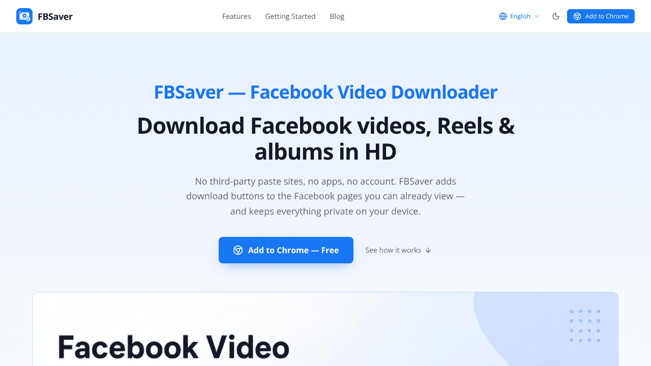 facebook video downloader website screenshot