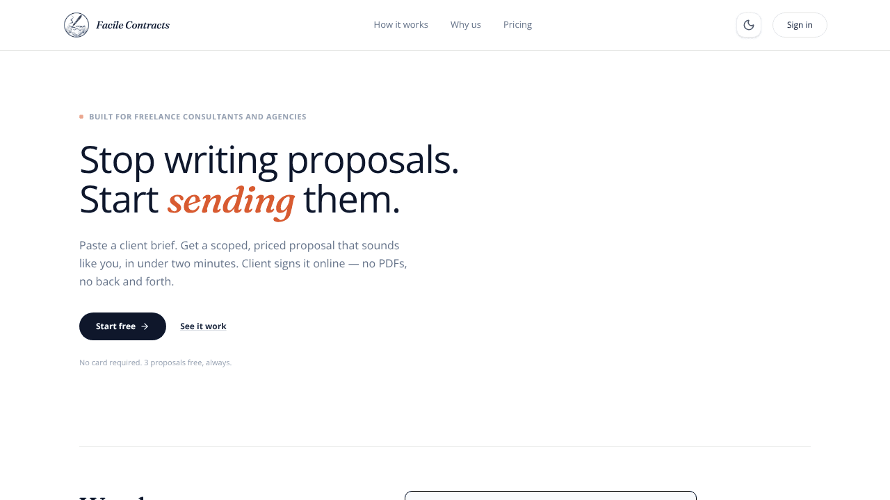 Facile Contracts website screenshot