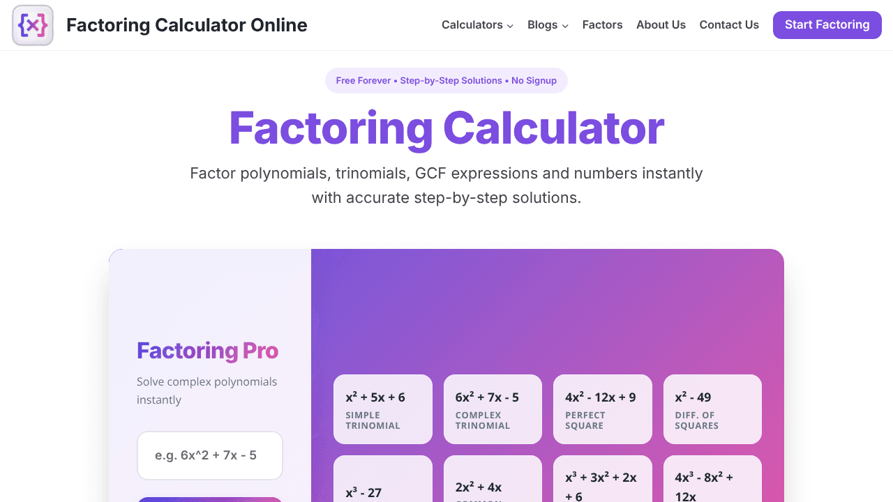 FactoringCalculatorOnline.com website screenshot