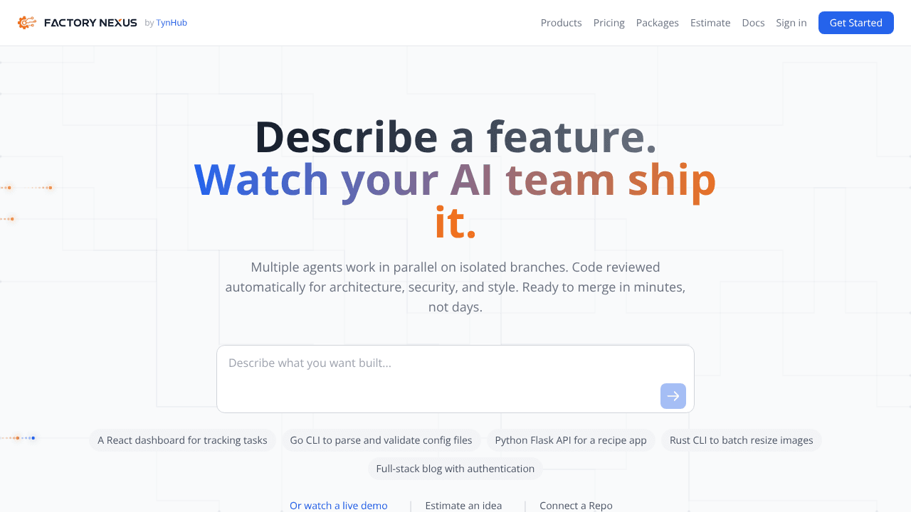 Factory Nexus by TynHub website screenshot