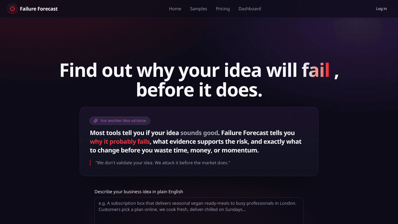 Failure Forecast website screenshot