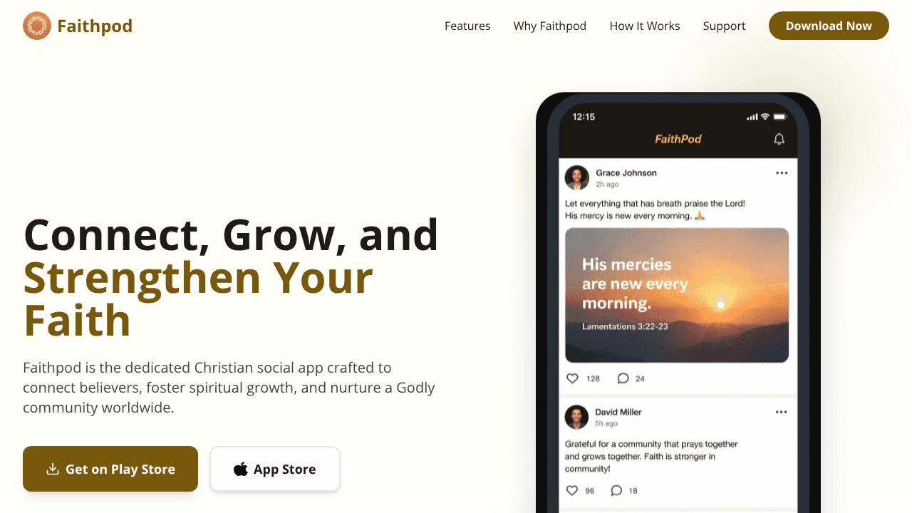 Faithpod: Christian Social website screenshot