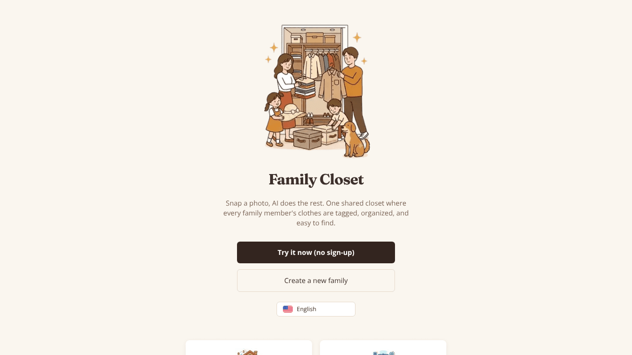 Family Closet website screenshot