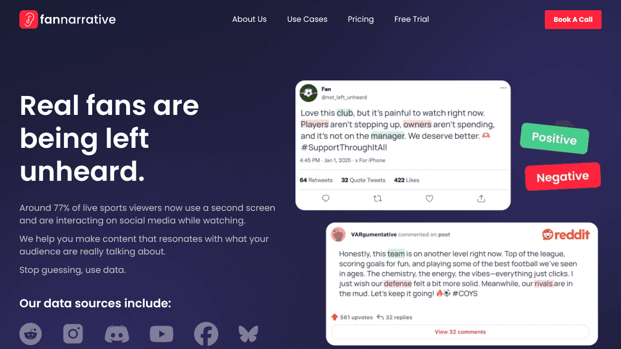 Fan Narrative website screenshot