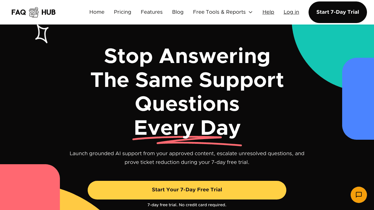 FAQ Hub website screenshot