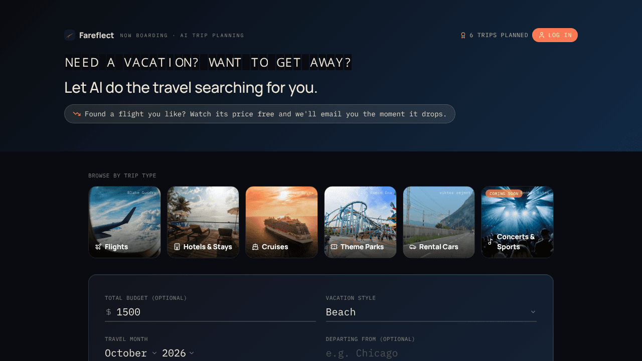 Fareflect website screenshot