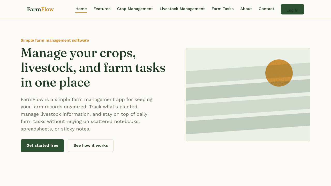 FarmFlow website screenshot