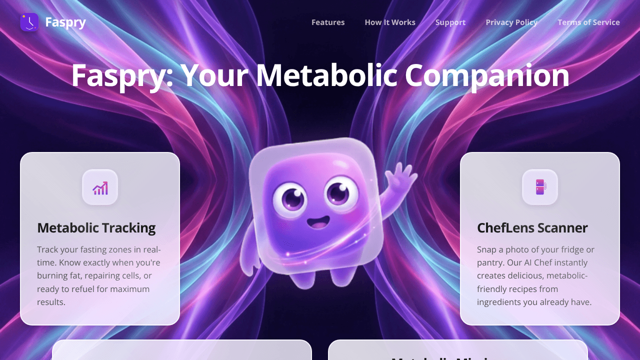 Faspry: Fasting, Recipes, & Wellness website screenshot