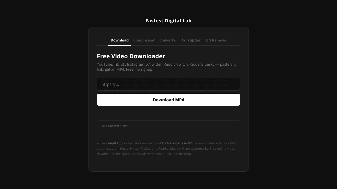FastestDL website screenshot
