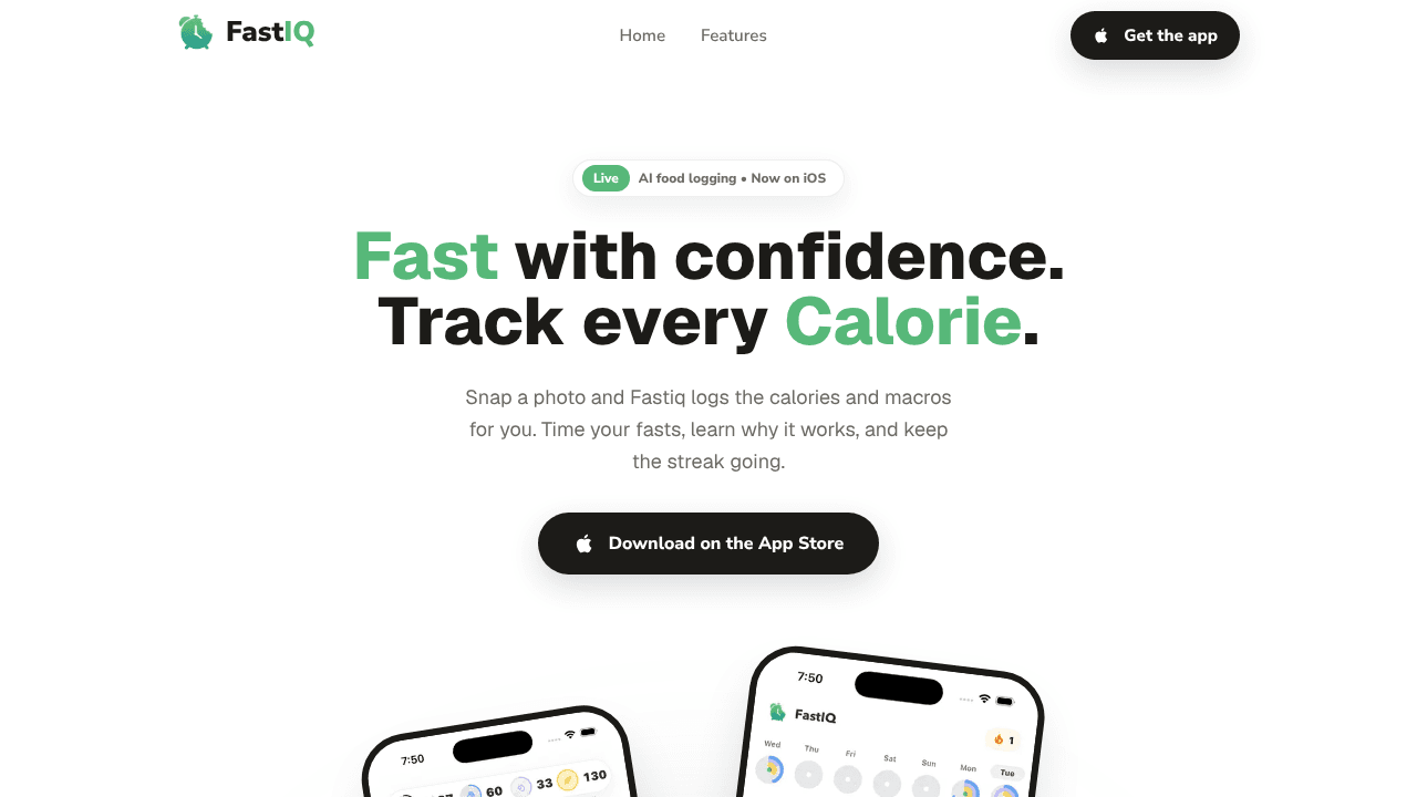 FastIQ - Fasting and Macros website screenshot