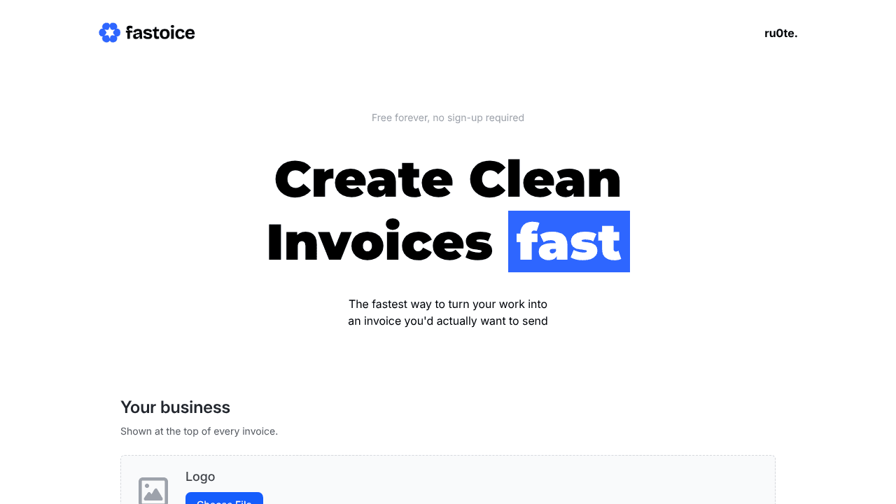 Fastoice website screenshot