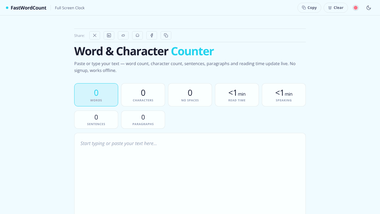 FastWordCount website screenshot