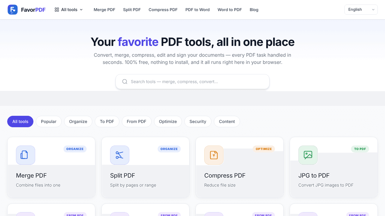 FavorPDF website screenshot